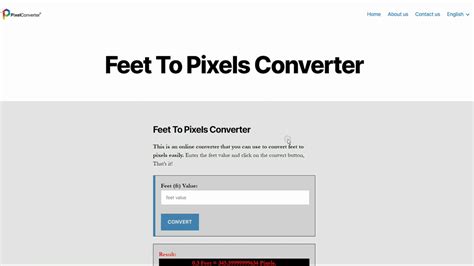 Feet to Pixels (ft to X) .